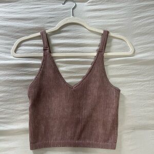 Mauve Ribbed Knit Crop Cami